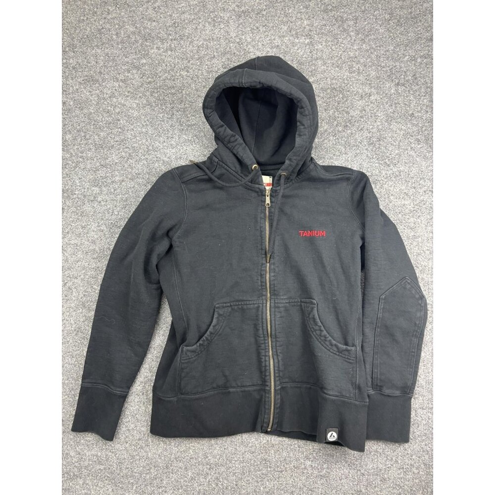 American Giant Hoodie Womens Large Black Full Zip Tanium Logo Made In USA